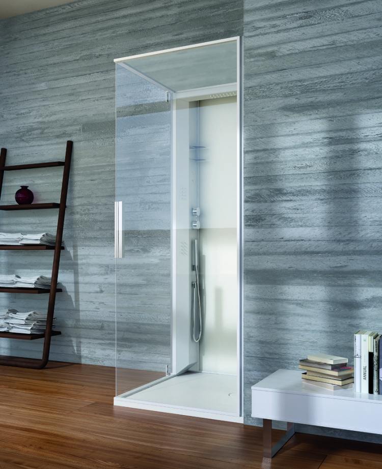 bad-holz-modern-gestaltung-minimalistisch-duschkabine-glas-beton-wand