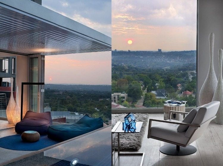 balkon-gestalten-gemuetlich-ausblick-modern-sessel-ueberdachung-glasgelaender