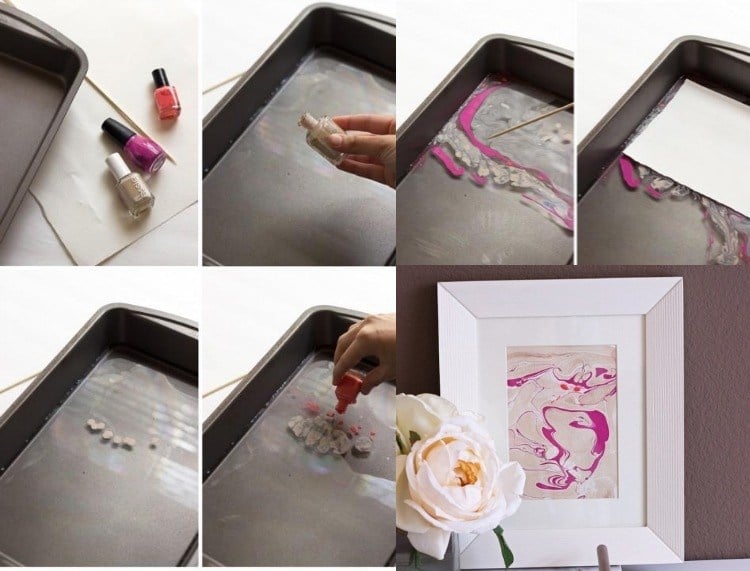 bilder-selbst-gestalten-wanddeko-marmor-effekt-rosa-pink-wasser-nagellack
