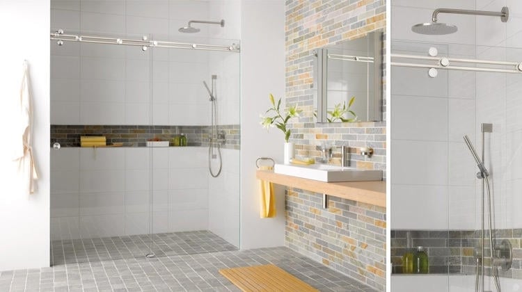 Duschabtrennung aus Glas -schiebeturen-duschkabine-badezimmer-modern-design-frisch-hell