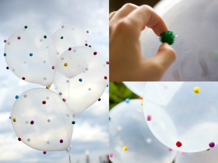 fasching-deko-basteln-kinder-luftballons-pompoms-aufkleben