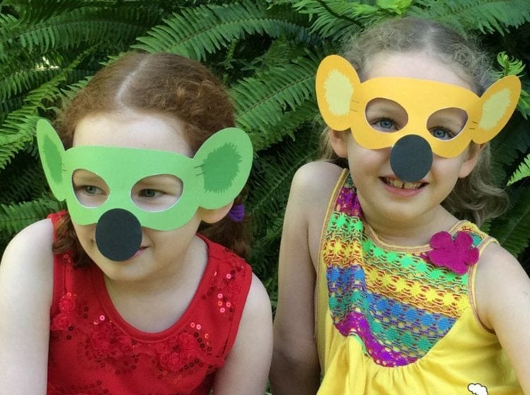 fasching-maske-kinder-maedchen-idee-koala-papier-gelb-gruen