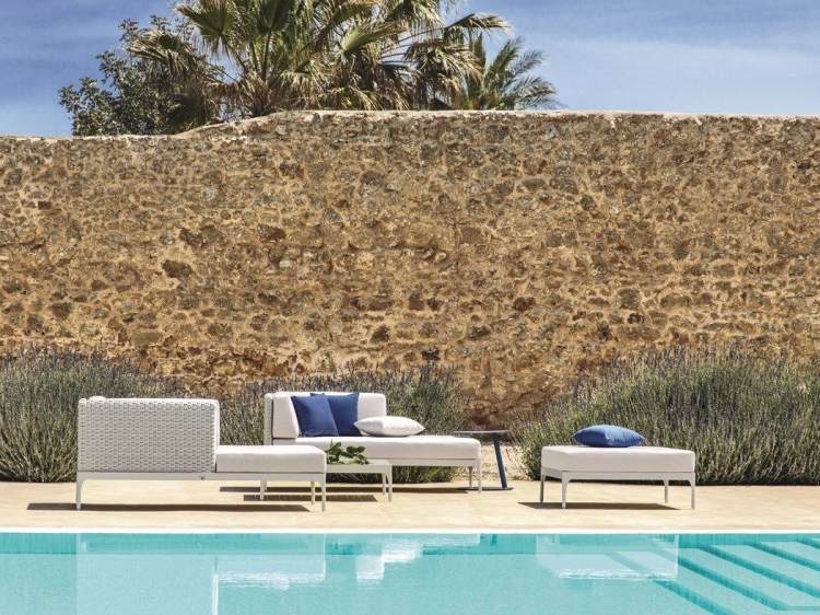 Gartenmöbel Set -modern-infinity-rattan-weiss-pool-mediterran