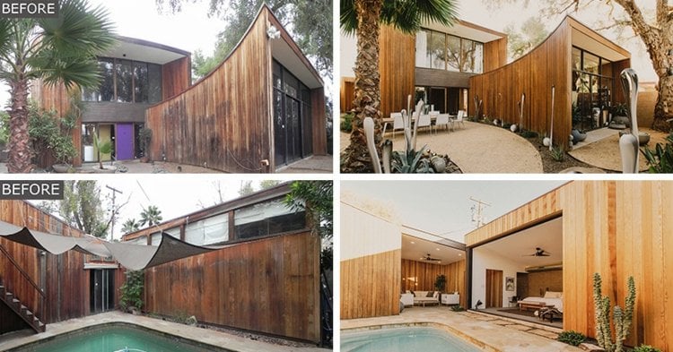 Holz Wandverkleidung renovierung-vorher-nachher-garten-terrasse-pool