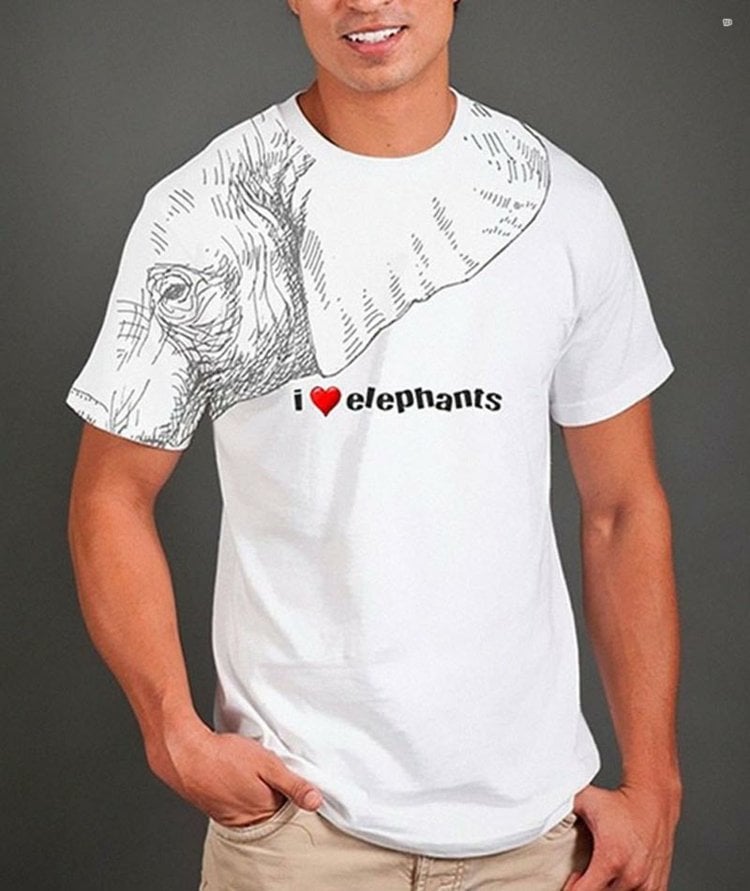 kreatives-design-t-shirt-elefant-bild-i-love-elephants-schlicht-weiss