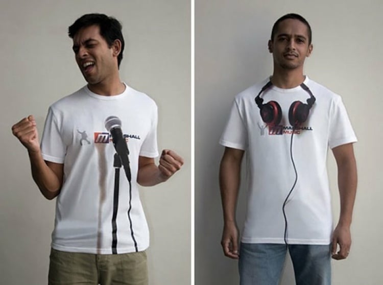 kreatives t-shirt design musik-mikrofon-kopfhoerer-weiss-oberteil