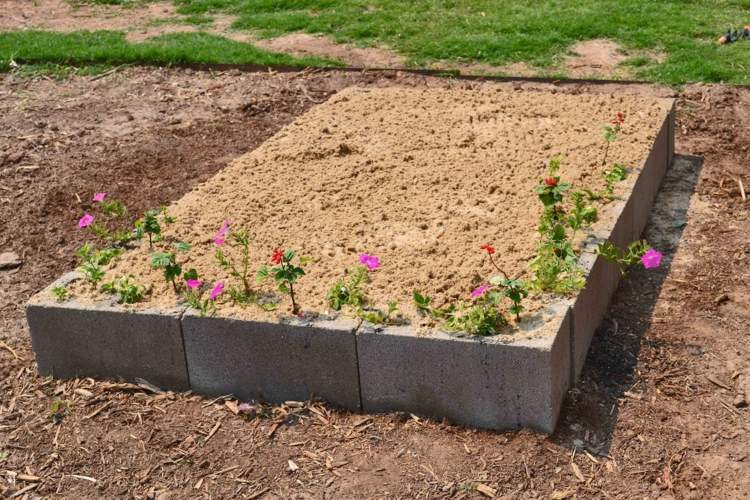 selber-bauen-sandkasten-beton-stein-idee-blumen-pflanzen