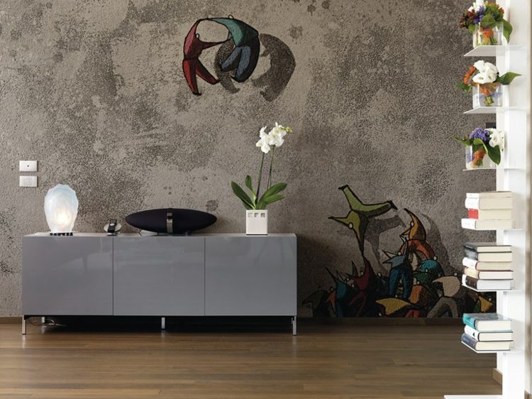 tapete im wohnzimmer aetherius-grau-sideboard-modern-motive-bunt-regal
