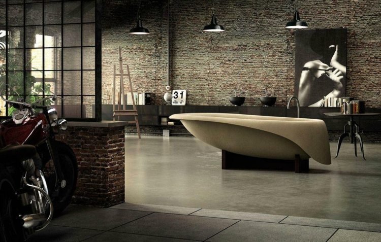 Badewanne-Badezimmer-freistehend-creme-farbe-feinbeton-oval-design-podest-loft-einrichtung-Concrete-Soft