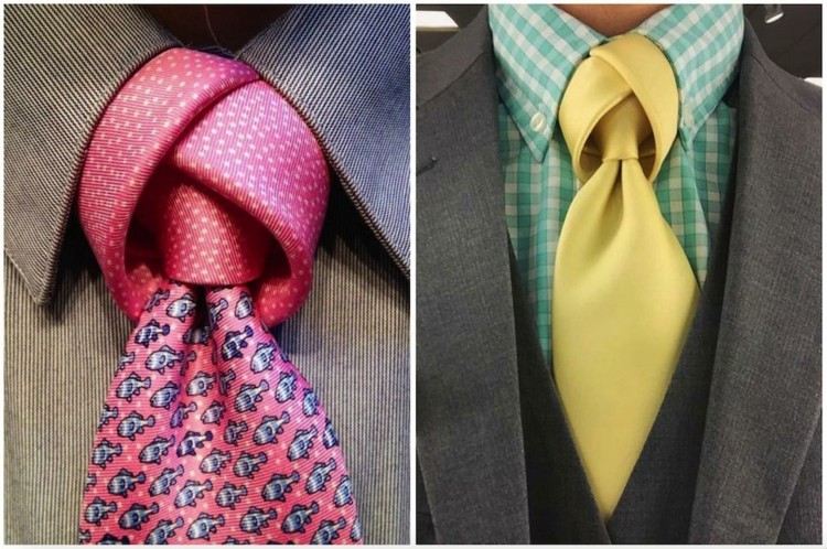 Krawattenknoten binden anleitung-Tulip-einfarbige-mehrfarbige-krawatte-schlps-varianten