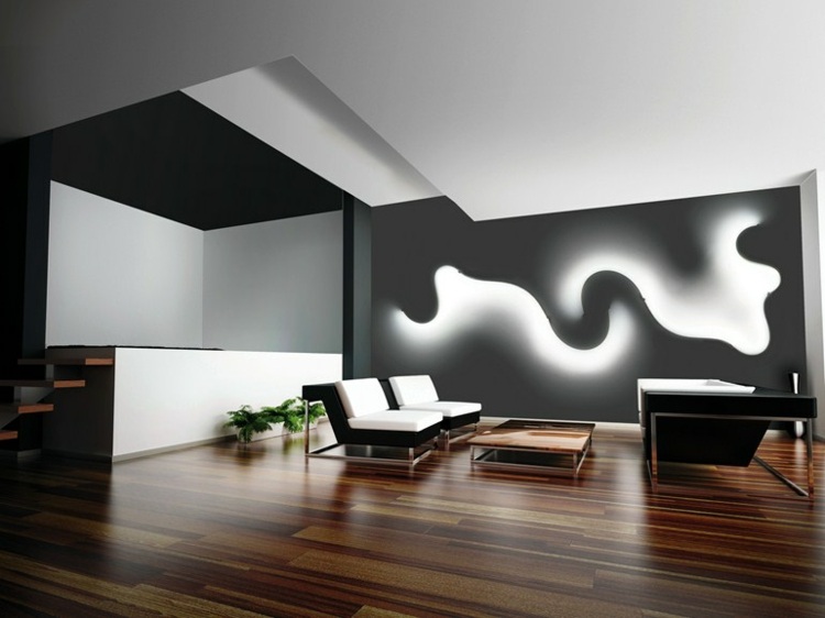 LED Lampen designer-wohnbereich-wandbeleuchtung-idee-wellenfoermiges-design