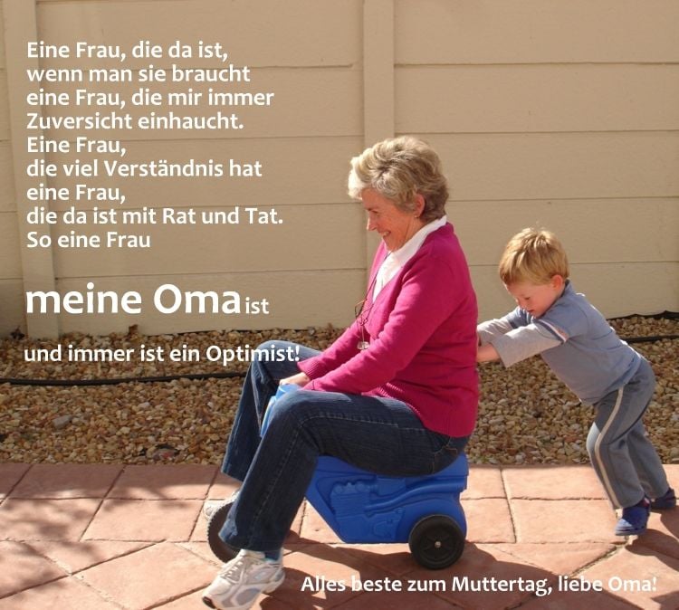 Muttertagssprueche Gedichte beste-oma-wunderschoener-spruch-danke-kinder-dreirad-enkelsohn-spielen