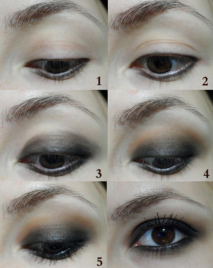 augen-make-up-tipps-anleitung-orange-lidschatten-kajal-schwarz-smokey-eye-effekt
