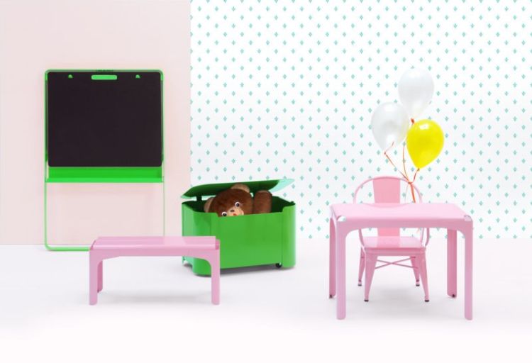 design-moebel-rosa-kinderstuhl-spieltisch-sitzbank-gruen-spielzeugkiste-fernseher-RHINO
