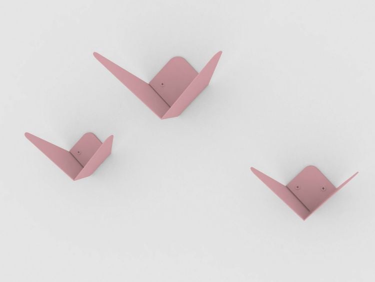 Design Möbel wandgarderobe-rosa-eckig-weiss-wand-BUTTERFLY
