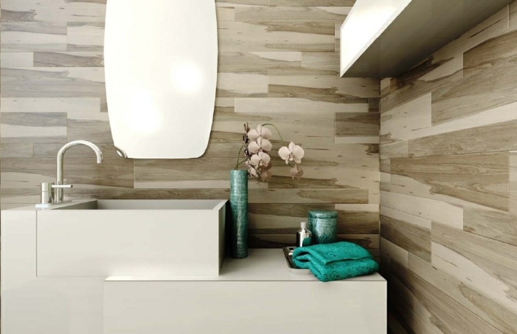 fliesen-design-porzellan-wand-gestaltung-idee-holz-optik-badezimmer-waschbecken-modern