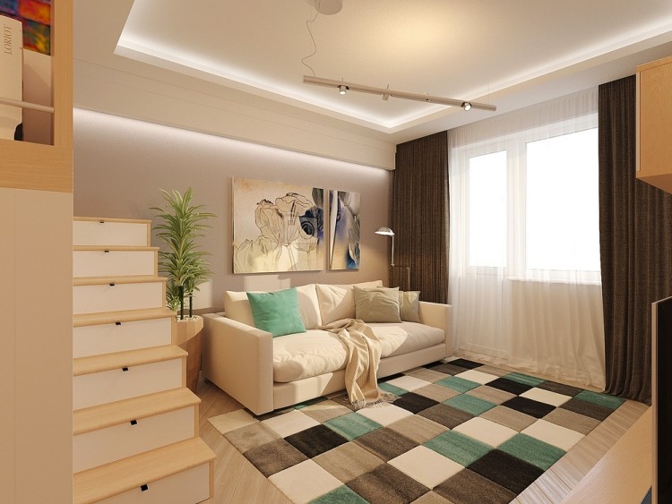 kleine-wohnung-einrichten-30qm-sofa-teppich-weiss-mintgruen-pastellfarben