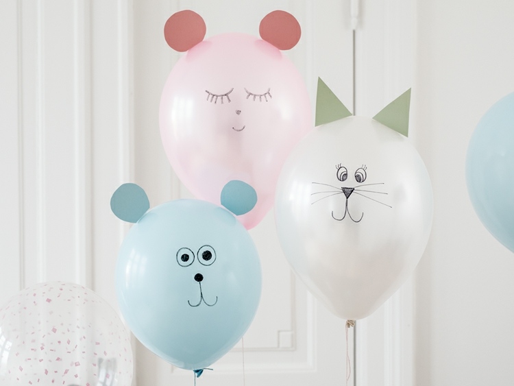 DIY Ballons als Tiere - Bären und Katze mit Papier und Edding