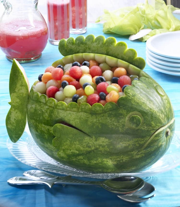 Obst Tiere Fisch aus Wassermelone selber machen