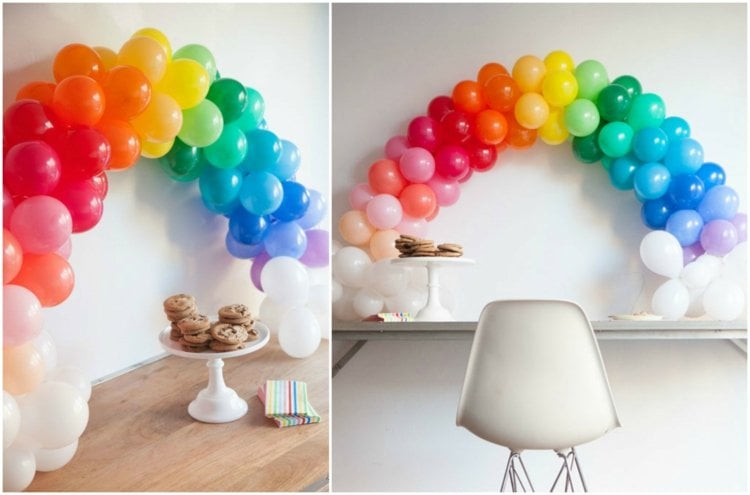 Basteln mit Luftballons bogen-happy-birthday-deko-bunt-selber-machen