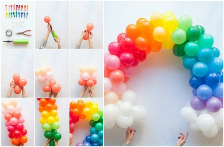 Basteln mit Luftballons geburtstag-bogen-bunt-deko-selbermachen