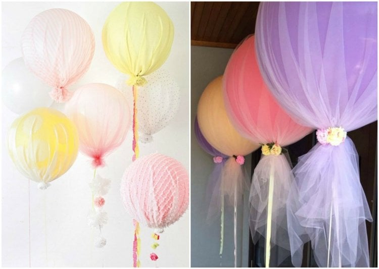 basteln-luftballons-tuell-weiss-lila-rosa-gelb-hochzeit-deko-blumen