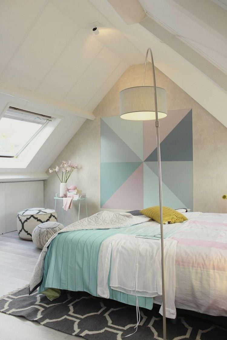 einrichtungsstile-2016-trends-pastelltoene-wandgestaltung-schlafzimmer-dachboden