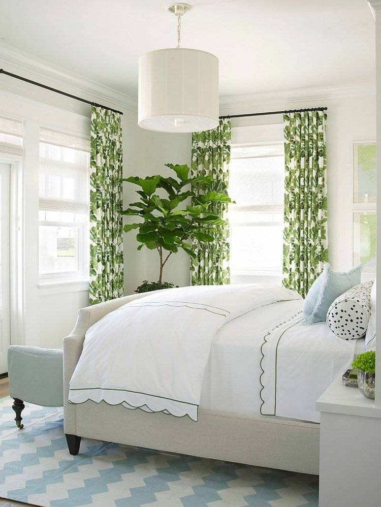 vorhang-design-schlafzimmer-gruen-natur-flair-feige-pflanze-hellblau-zickzack