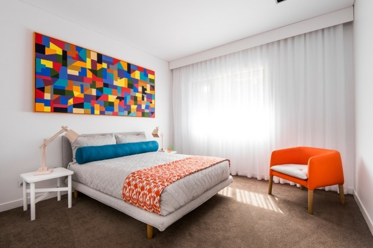wandverkleidung-deko-akzent-bunt-schlafzimmer-wandbild-abstrakt-orange