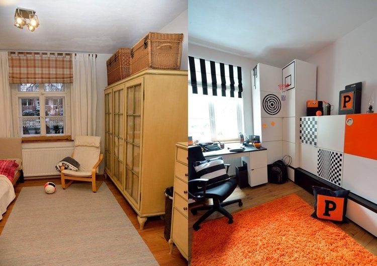 wohnung-renovieren-vorher-nachher-kinderzimmer-jugendzimmer-weiss-orange-akzente