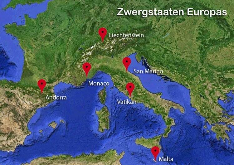 Zwergstaaten Europas karte-reise