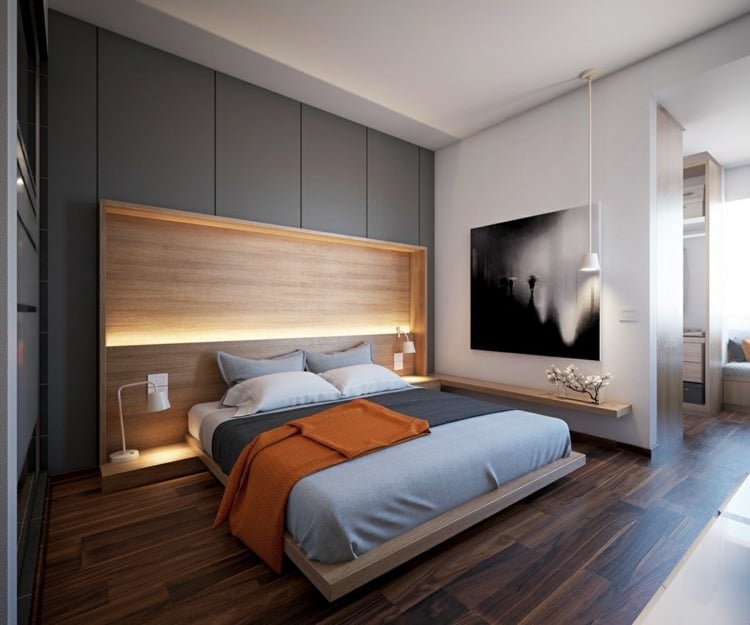 beleuchtung-schlafzimmer-dezent-farben-indirekt-wandbild-schwarz-weiss-einbauwand