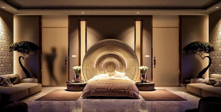 beleuchtung-schlafzimmer-luxus-design-bonsai-deko-einbauleuchten