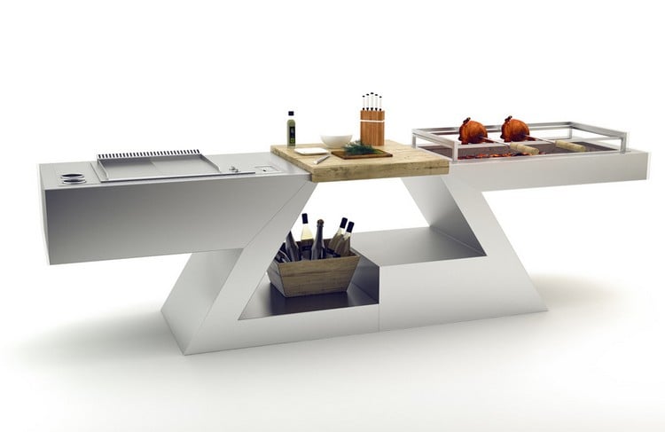 Designer Multifunktionstisch stauraum-grillplatte-kohlegrill-küche