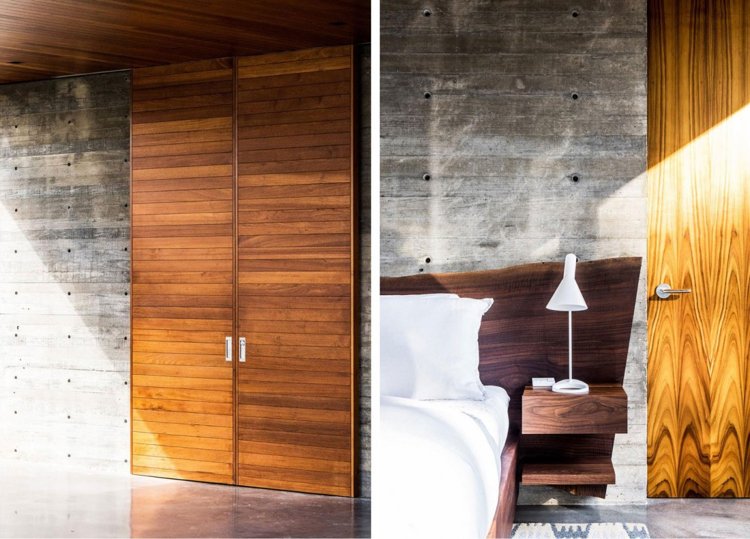 glas-haus-natur-wald-beton-holz-interior-schlafzimmer
