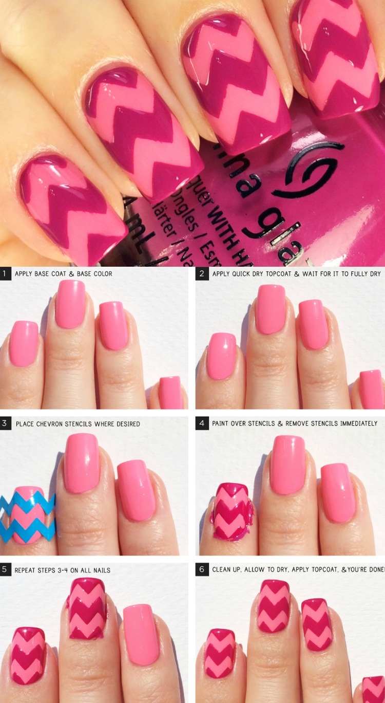 rosa-nagel-selber-machen-nageldesigns-muster-zig-zag-pink-lila