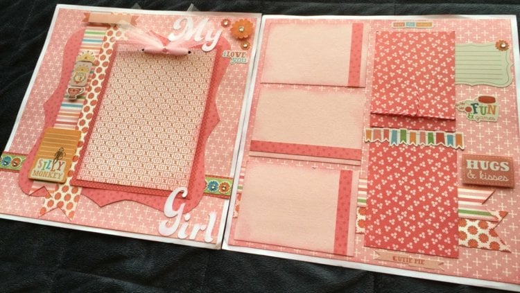 Scrapbooking-Ideen-sammelalbum-rosa-vintage-baby-maedchen-thema-geschenk