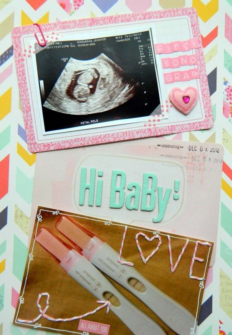 Scrapbooking-Ideen-schwangerschaft-erinnerung-baby-ultraschall-foto-basteln