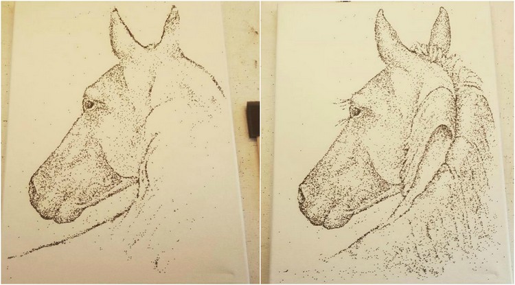 Malerei auf Leinwand pferd-zeichnung-schießpulver