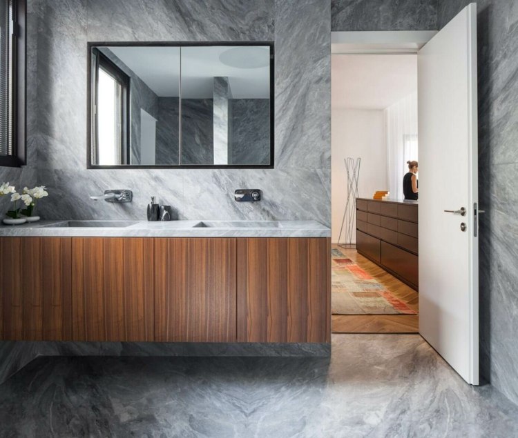 aluminium-raumteiler-schwarz-badezimmer-stein-grau-waschschrank