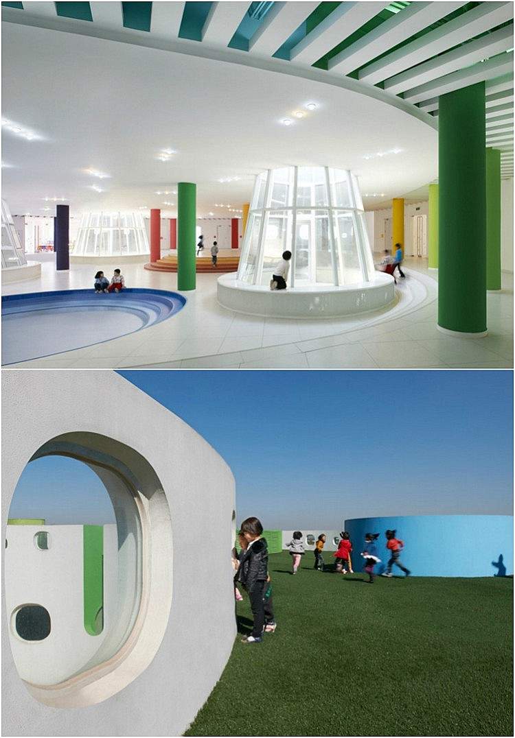 kindergarten-architektur-dachgarten-kunstrasen-teppich-helles-interieur