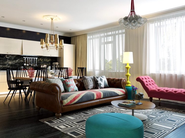 kronleuchter-gold-wohnzimmer-pop-art-einrichtung-bunte-farben