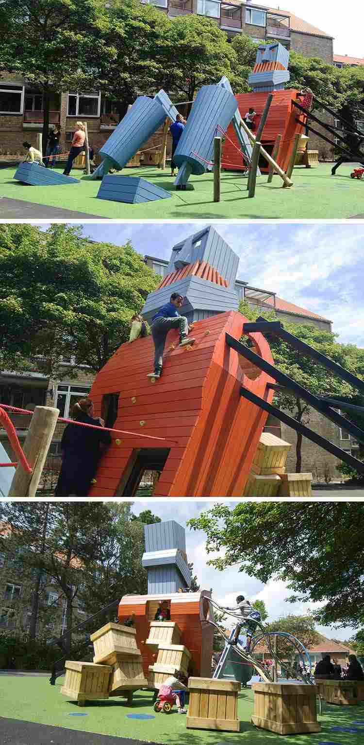 Outdoor Spielplatz kinder-roboter-ungeheuer-kletterwand-kunstrasenteppich