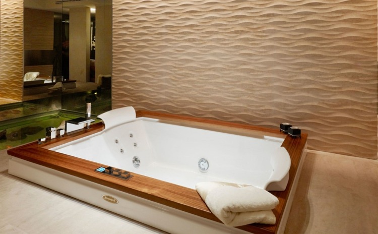 3D-wandgestaltung-stein-badezimmer-innen-wellen-mediterrane-hell-sand-spiegel