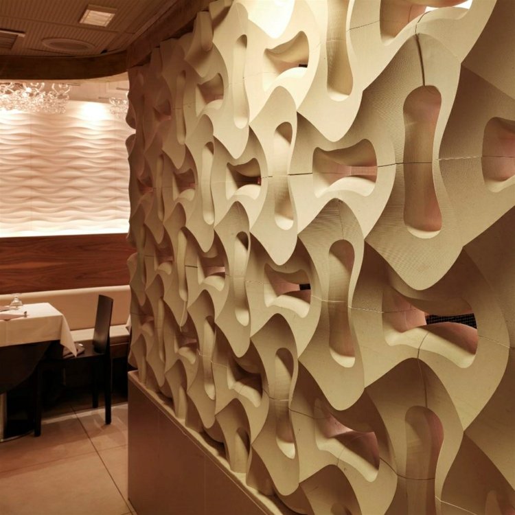 3D-wandgestaltung-stein-restaurant-muster-raumtrennung-beige