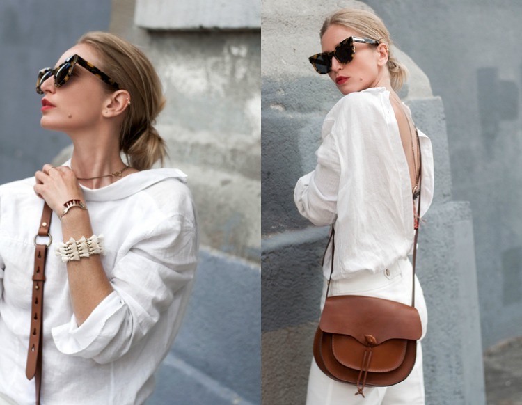 aktueller-modetrend-damen-hemd-linen-weiss-ledertasche