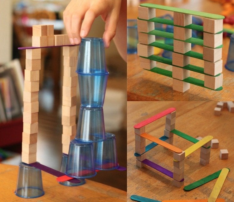 Bauen mit Kindern -konstruktive-spiele-holzkloetze-staebchen-becher