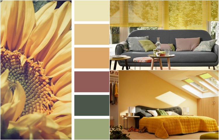 farbe-ocker-kombinieren-altrosa-grün-wohnzimmer-schlafzimmer