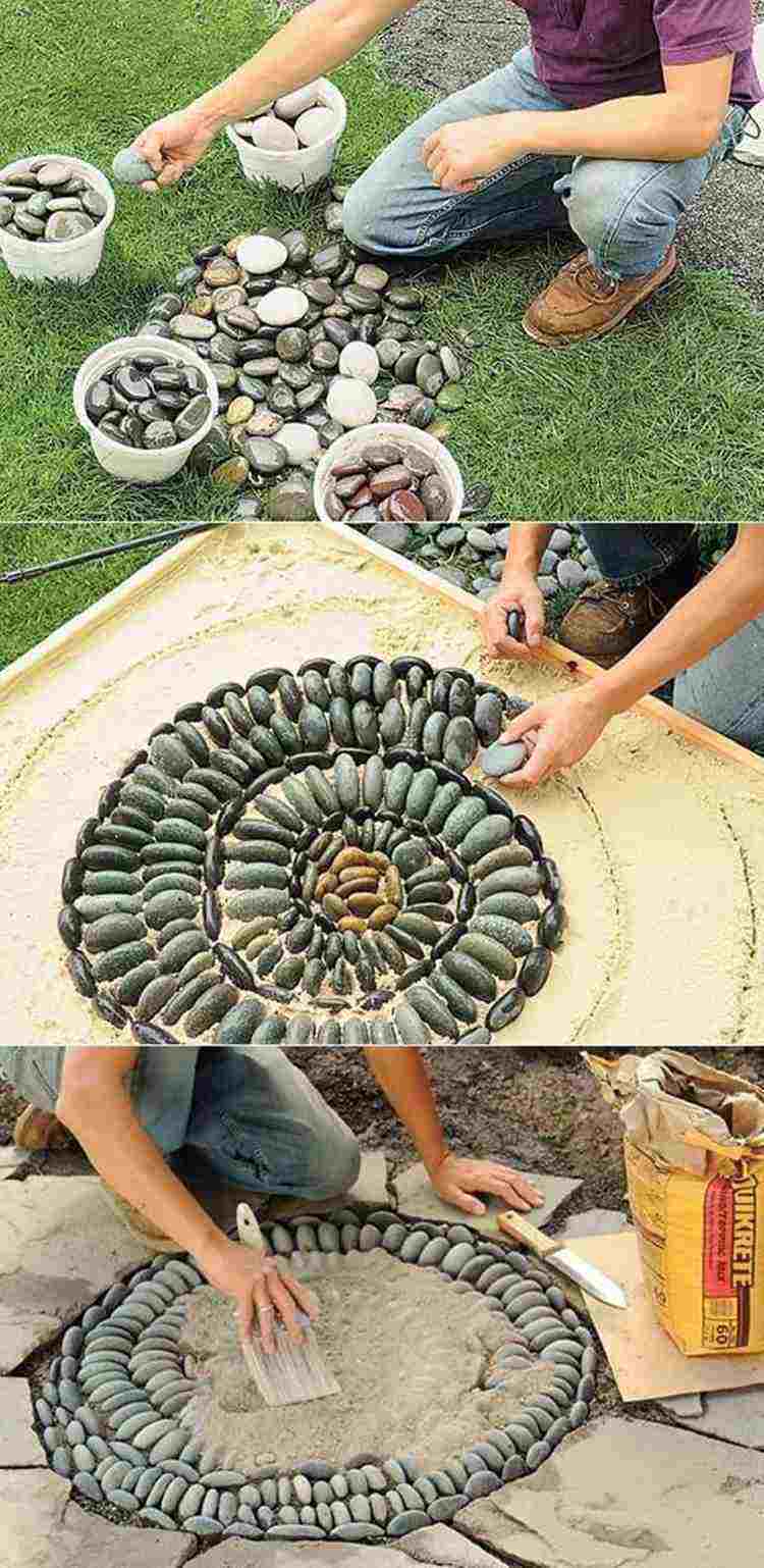 kieselstein-mosaik-verlegung-schnecke-spirale-anleitung-sand