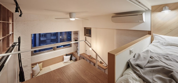 kleine-raeume-einrichten-einzimmerwohnung-schlafbett-raumhoehe-konstruktion